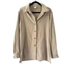 Laura Tyler Women’s Large Long Sleeve Top – Tan, Glam Quiet Luxury, Elevated Sty
